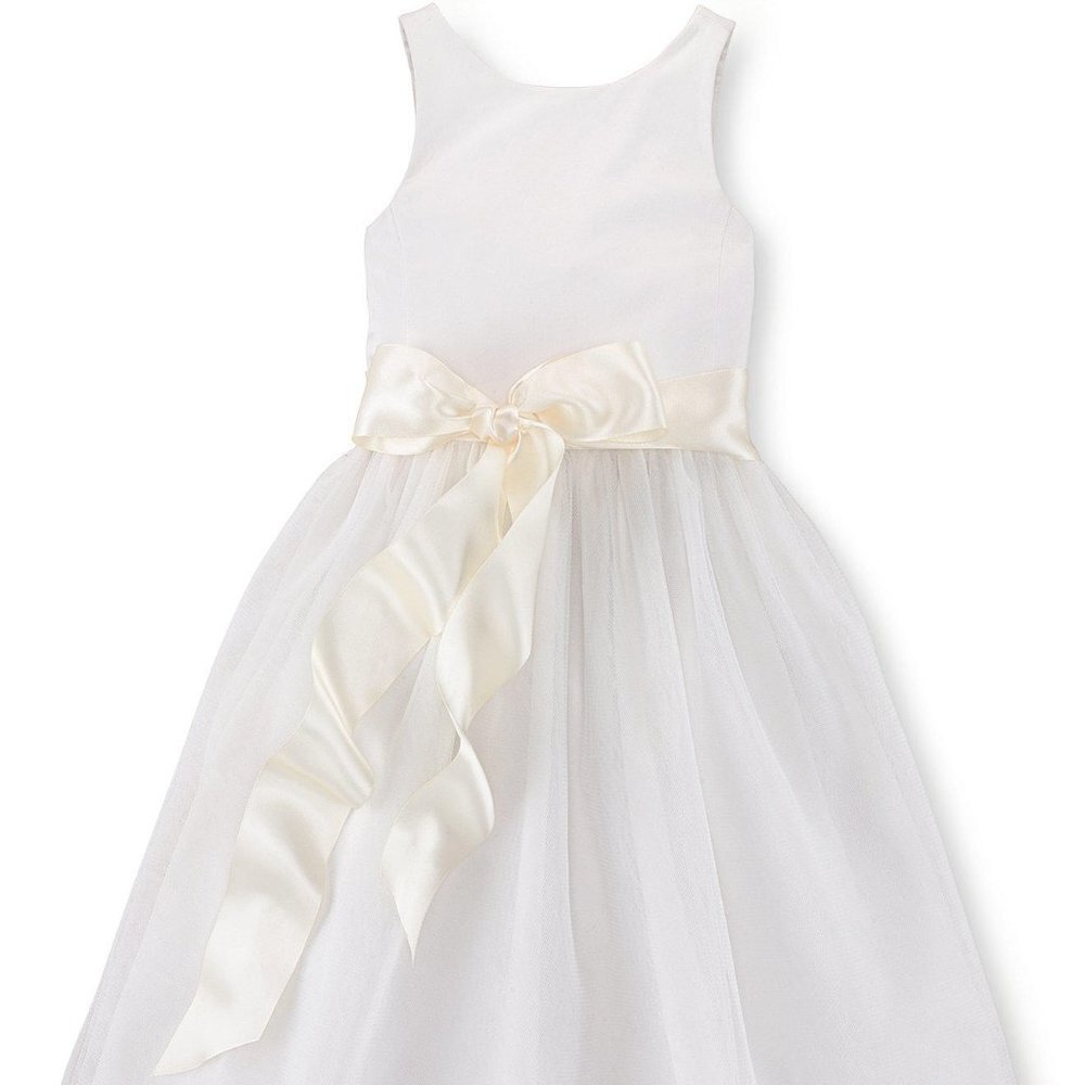 NWT Ralph Lauren Polo Girls Pink Ribbon Sash Tulle Party Dress